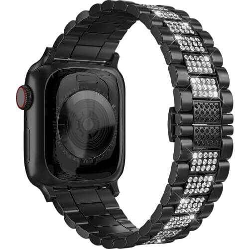 Metal + diamond strap Compatible with Apple watch 44mm 42mm 40mm 38mm replacement bracelet strap for iwatch 6 5 4 3 2 1 SE band