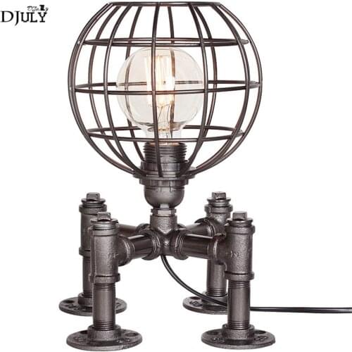 Retro Water Pipe Robot Table Lamps Industrial Style Study Bedroom Loft Living Room Decor Lighting 4 Support Iron Table Lights
