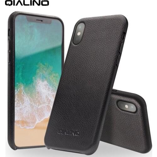 QIALINO Luxury Business Style Back Cover for iPhone X Fashion Ultra Thin Genuine Leather Phone Case for iPhone X for 5.8 inch