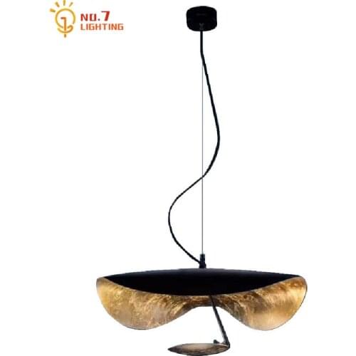 Luxury Designer Black Gold Lustre Flying Saucer Pendant Light Art Decor Home Led Hanging Lamp Living/Dining Room Bedroom Kitchen