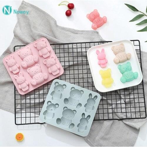3D Cute Cartoon Rabbit Bear Silicone Cake Mold Chocolate Mold Baking Tools Ice Cube Tray Pudding Jelly Moulds Baking Tools
