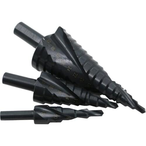 4-12 4-20 4-32MM HSS Cobalt Step Drills Nitrogen High Speed Steel Spiral for Metal Cone Drill Bit Set Triangle Shank Hole Cutter
