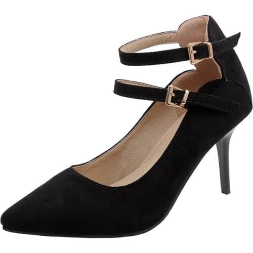 Big Size Pointed thin belt decorative single shoes ladies high heels women shoes woman pumps