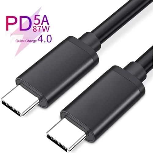 USB C to USB Type C Cable 5A 60W Quick Charge 3.0 4.0 For Samsung S10 S9 Xiaomi Redmi Note 10 Pro PD USB-C Fast Chargeing Cable