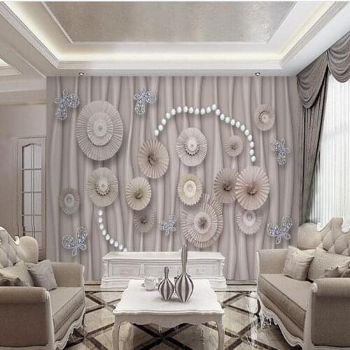 Wellyu Custom large fresco noble and elegant low-key luxury jewelry diamond-studded national wind background wall wallpaper