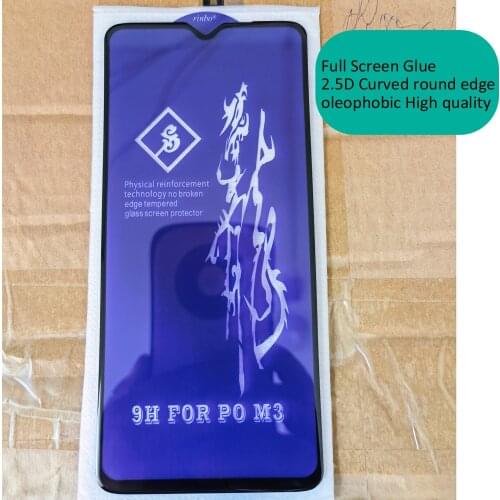 Tempered Glass For Poco M3 Screen Guard Protective oleophobic Full glue