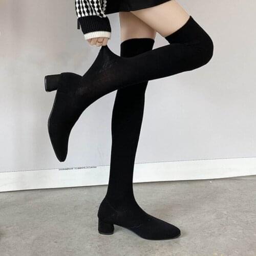 Sexy Over The Knee Boots Women High Heels 2021 Autumn Winter New Knitted Stretch Sock Boot Women Shoes Fashion Thigh High Boots