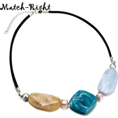 Womens Candy Color Necklace for Women Geometric Necklaces & Pendants Acrylic Statement Necklace New Fashion Jewelry Gifts NR071