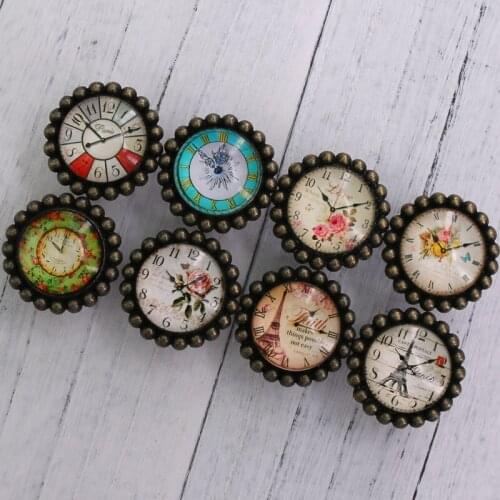 1PC Vintage Clock Face Dresser Knobs Antique Furniture Drawer Pull Kitchen Cupboard Door Knob Cabinet Pull