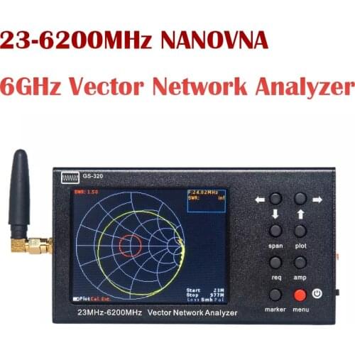 23-6200MHz Portable VNA SWR 6G Vector Network Analyzer Reflectometer NanoVNA Type With 3.2" Touch screen GS-320