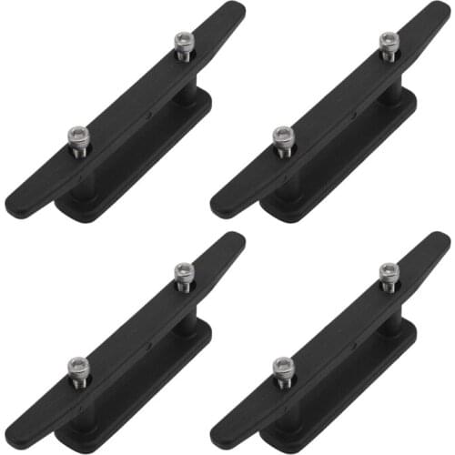 4 Pack Of 6.5 Inch Black Anchor Cleat Kit With Screws Nylon Open Base Dock Cleat For Kayak Boat Canoe Mooring Deck Mount