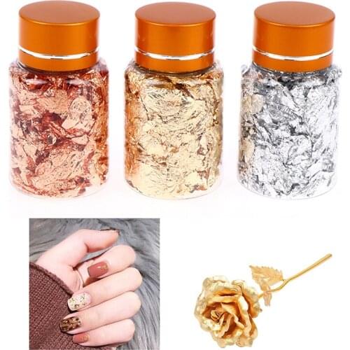 5g Imitation Gold Leaf Copper Flakes For Craft Decoration Gold And Silver/ Gold Foil DIY Nail Art Foil Pieces Gold Leaves Flakes