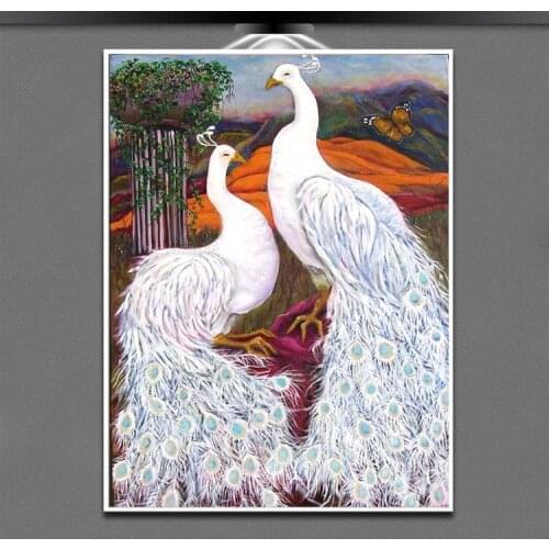 5d Diy Diamond Painting white peacock 3d Cross Stitch Diamond Embroidery Flores Embroidery Diamonds Wall Stickers Home Decor