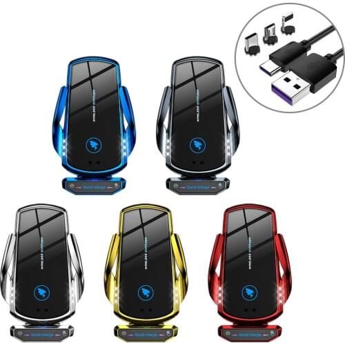 Automatic Clamping Infrared Auto Induction QI Car Wired Charger Stand Fast Charging for IPhone 12 Pro Max XS Samsung S10 S20