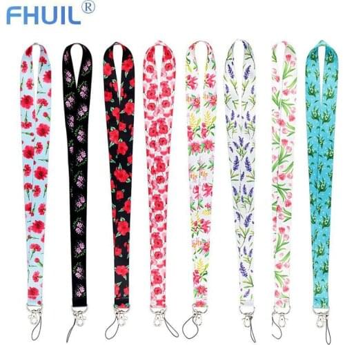 Flower Phone Lanyard For Keys ID Card Gym USB Badge Holder Keychain Mobile Phone Neck Straps Hang Rope With Keyring