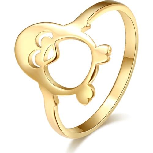 DOTIFI For Men And Women Rings Cute QQ Penguin Arctic Animal 316L Stainless Steel Gold Color Ring Party Jewelry Gift R275