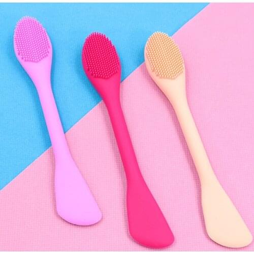Double Side Silicone Facial Face Cleansing Brush Mask Mud Mixing Brush Exfoliator Soft Women Skin Face Washing Face Care Tool