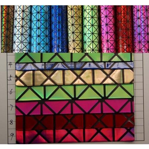 Holographic PU leather latest listing Rhombic laser mirror leather for luggage bags