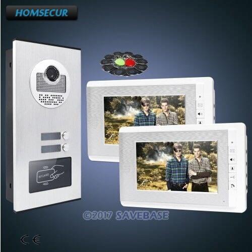 HOMSECUR 7inch TFT Apartment Video Doorbell Intercom With Mute Monitor+Lock Release Button for 2 Families