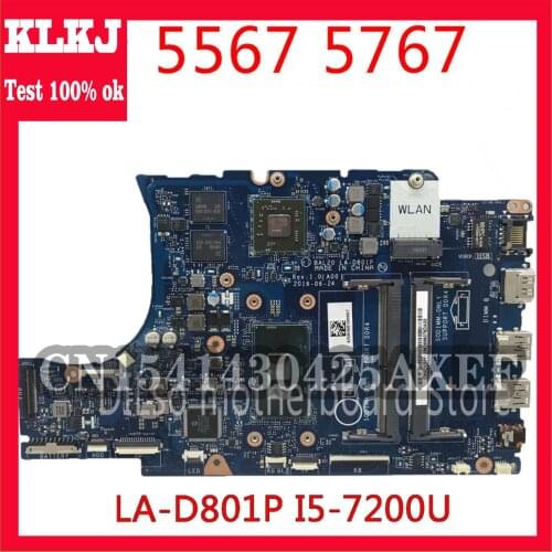 KLKJ CN-0KFWK9 Motherboard FOR Dell Inspiron 5567 5767 Laptop Motherboard BAL20 LA-D801P i5-7200U R7 M440 Tested 100% Work