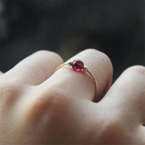 14K Gold Filled Natural Garnet Rings Knuckle Rings Gold Jewelry Mujer Bague Femme Handmade Minimalism Jewelry Boho Rings