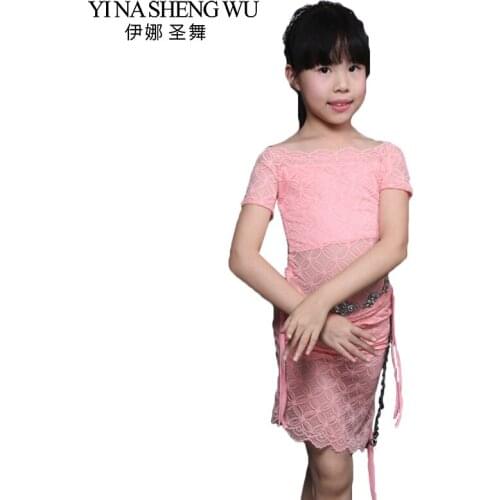 Belly Dance Childrens Newest Exercise Suit India Dance Modal Practice Performance Wear 2Pcs Set (Top+Skirt (with safety pants))