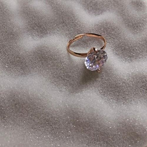 K pop fashion rose gold color adjustable cubic zirconia ring for women/ladies rings/wholesale