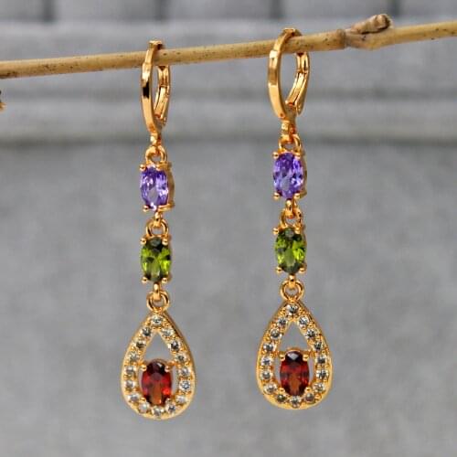 Fashion stone zircon round Earrings for Womens earrings dangle Drop Gold plated Earrings Jewelry for Wedding Gift accessories