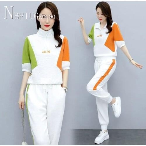 Fashion Women Sets Summer 2021 New Blouse And Elastic Waist Pants Female Sets