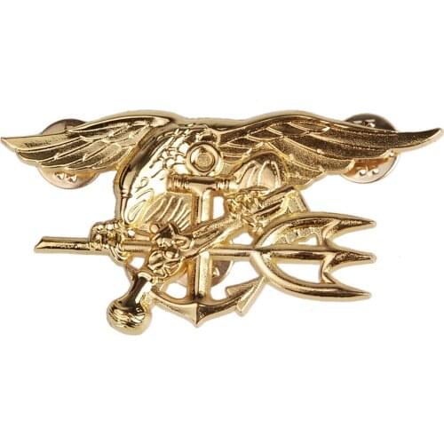 US NAVY SEAL EAGLE ANCHOR TRIDENT METAL BADGE INSIGNIA GOLD