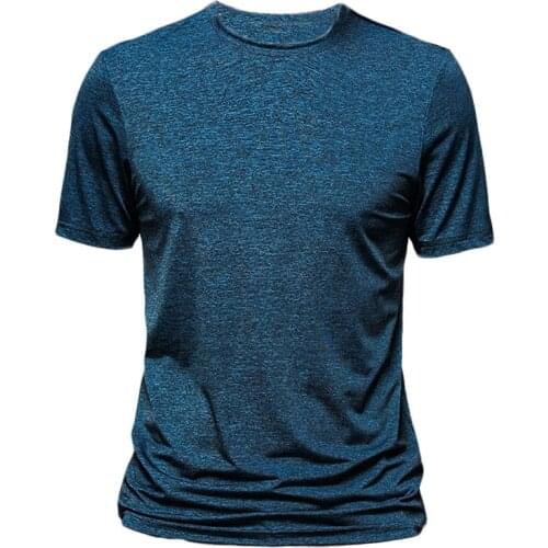 New Summer Mens T Shirts Solid Color High elasticity Breathable T Shirt Men Casual High Quality Short Sleeve Top Tees Men