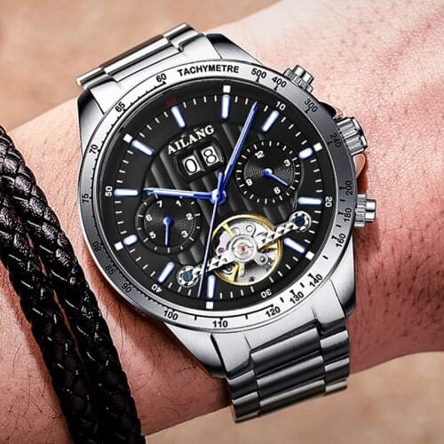 Men Automatic Mechanical Watches Luxury Brand Tourbillon Date Luminous Waterproof Watch Military 316 Stainless Steel Strap