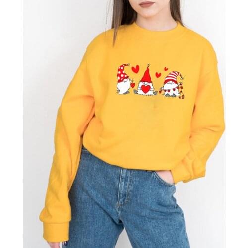 Valentines Gnomies Womens Sweatshirt love heart Sweats Sweet Gnomies Pullovers valentines day Fashion Casual Vintage cotton Top