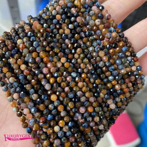 Natural Peter Stone Loose Small Beads High Quality 3mm Faceted Round Shape DIY Gem Jewelry Accessories 38cm wk334