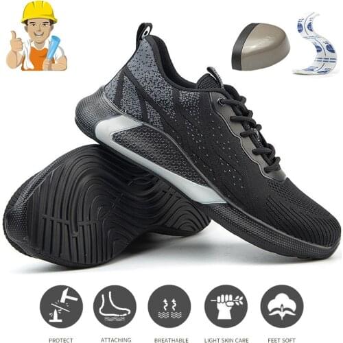 New Mens Fashion Steel Toe Safety Boots Indestructible Working Shoes Sneakers Anti-smashing Anti-puncture Work Shoes for Men