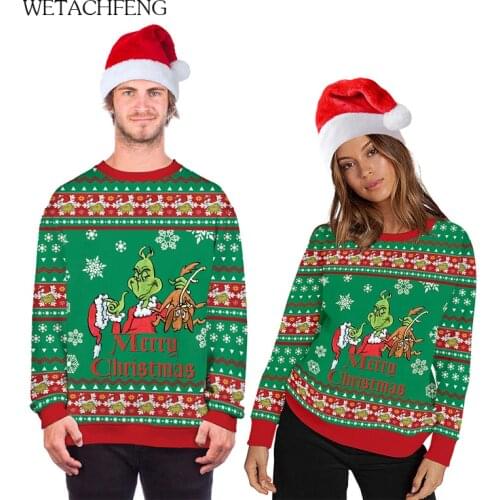 Autumn Winter Ugly Christmas Unisex Couples Sweaters Funny Cartoon Anime Monster Mens Jumpers Top Xmas Gifts Casual Sweatshits