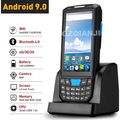 Handheld Terminal PDA Android 9.0 Rugged POS Terminal 1D 2D QR Barcode Scanner WiFi 4G Bluetooth GPS NFC PDA Bar codes Reader