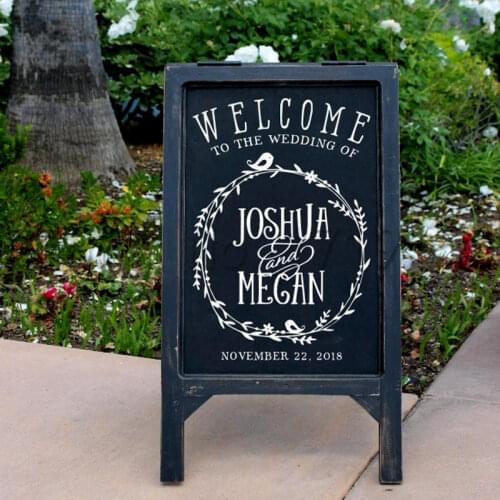 Personalized Chalkboard Sign Wall Decal Custom Vinyl Wall Stickers Welcome To The Wedding Of Decoration Wedding Signs DIY ZW478