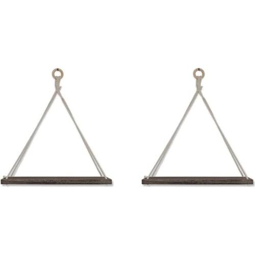 2 Wooden Hanging Shelves, Wall Hanging Shelf Set, Cotton Rope Triple-cornered Shelves, Hanging Swing Shelves