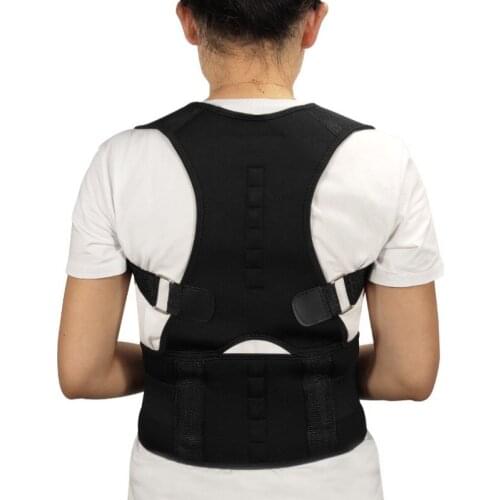 Adjustable Magnetic Posture Back Support Corrector Band Belt Brace Shoulder Lumbar Strap Pain Relief Sports Safety