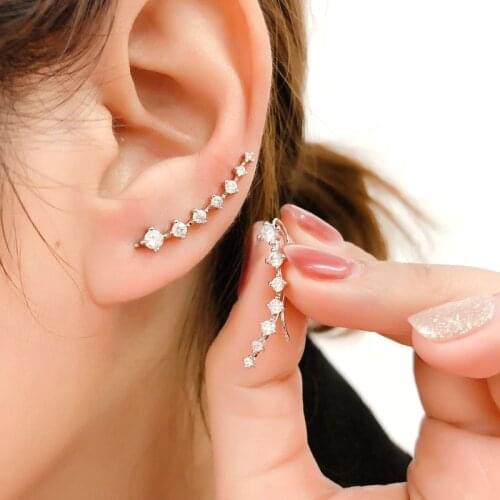 1Pair Stud Earrings For Women Kpop Jewelry Zircon Rose Gold Color Piercing Earring Jewellery Womens Ear Cuffs Wholesale E534