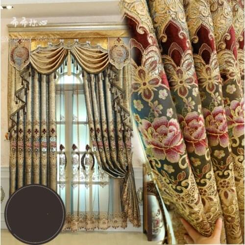 Polyester Curtains for Living Room Dining Bedroom Valance fresh flower Style Thickening Shading Modern Window home Villa