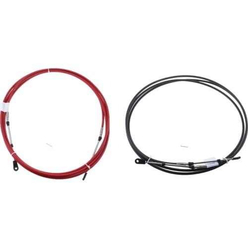 2Pcs 19Ft Boat Marine Motor Engine Throttle Cable Control Lever Steering System for Yamaha Outboard Red/Black