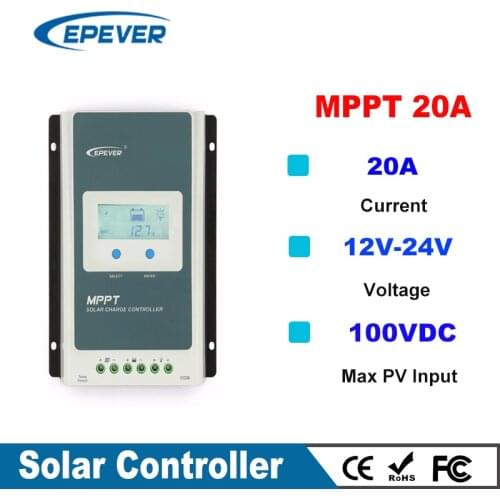 Tracer 2210AN MPPT 20A 12V 24V Solar Charge Controller Auto Switch LCD Solar Panel Battery Regulator Charge Controller Max 520W