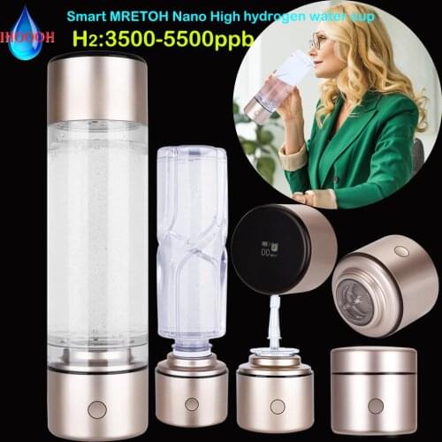 Improve Immunity IHOOOH MRETOH Pure H2 Water Generator Smart Cup SPE Electrolysis Membrane ORP Alkaline Rich Hydrogen Lonizer