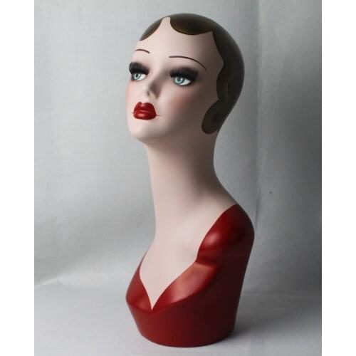 High Quality Fiberglass Vintage Female Mannequin Dummy Head Hat