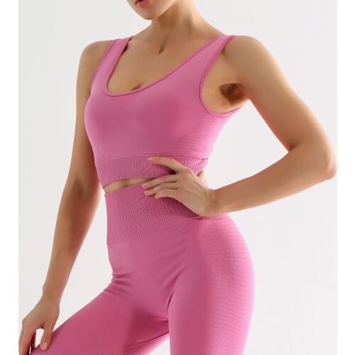 Yoga Clothing Suit New Seamless Knitted Tight-Fitting High-Stretch Hip-Lifting Breathable Quick-Drying Set