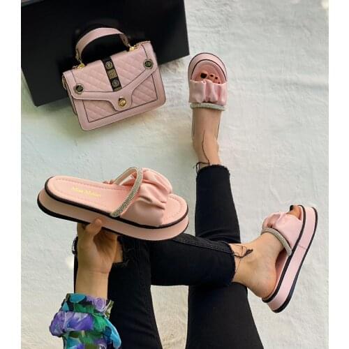 Miss Melisa Cotton Model Stone High Slippers TR119