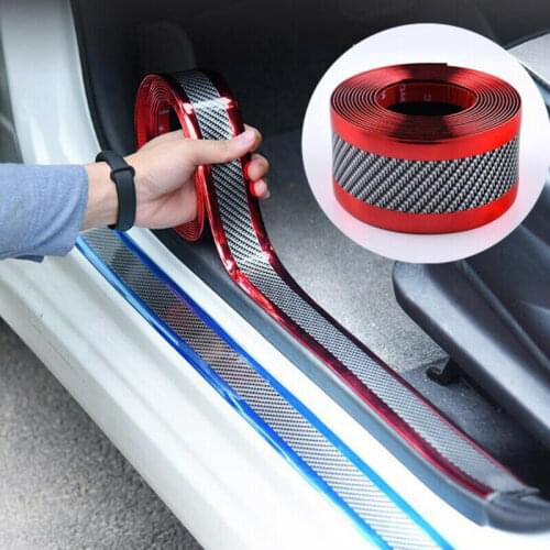 1m Car Sticker DIY Paste Protector Strip Auto Door Sill Side Mirror Anti Scratch Tape Carbon Fiber Waterproof Protect Film