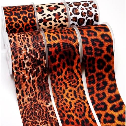 10 Yards Leopard Printed Grosgrain Ribbon For Hair Bows DIY Crafts Handmade Accessories 31352